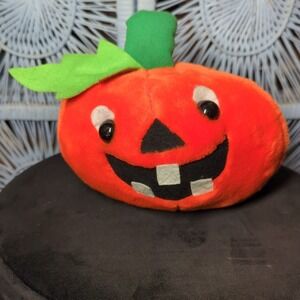 VTG Halloween‎ Plush Stuffed Jack O Lantern Pumpkin 7.5"X 6" America WeGo